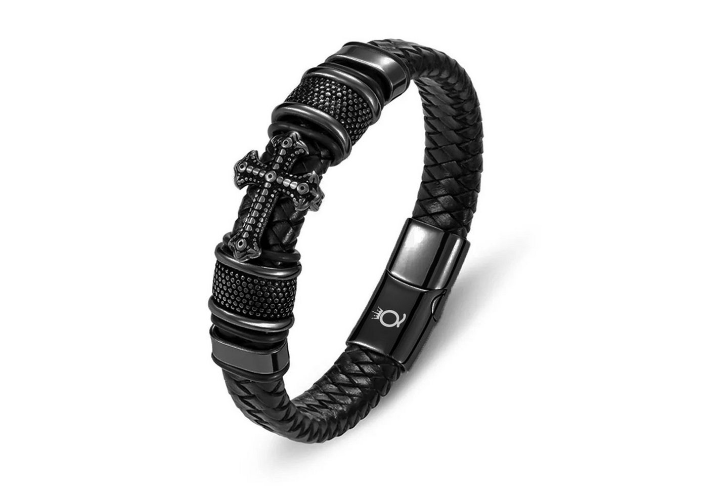 UNIQAL.de Lederarmband Lederarmband Herren mit Kreuz GLORY" jesus Geflochten (Edelstahl, Echtleder, Casual Style, Handgefertigt)" von UNIQAL.de