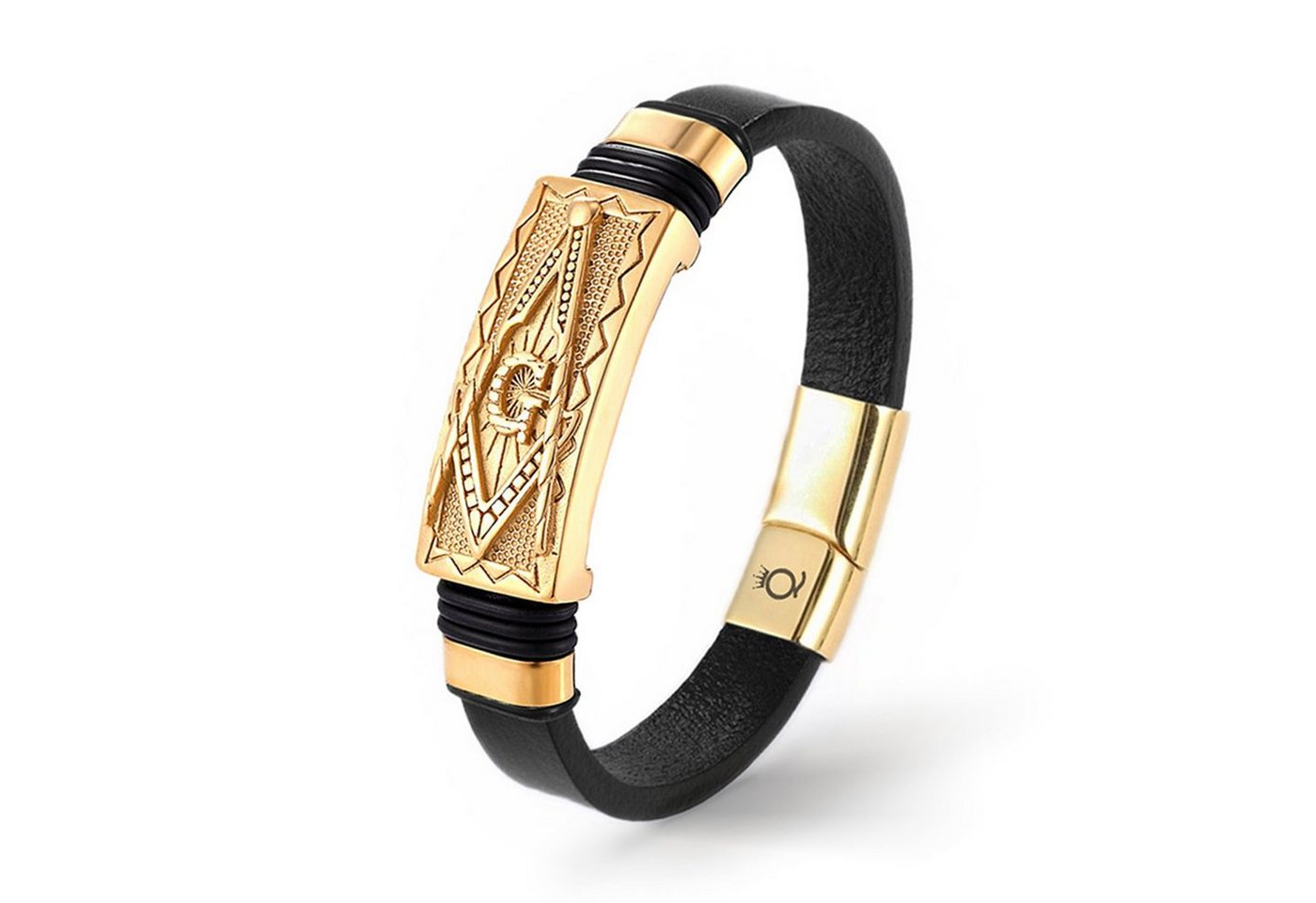 UNIQAL.de Lederarmband Masonic Freimaurer Lederarmband TOTEM" Herren Edelstahl/Leder (Edelstahl, Echtleder, Casual Style, Handgefertigt)" von UNIQAL.de