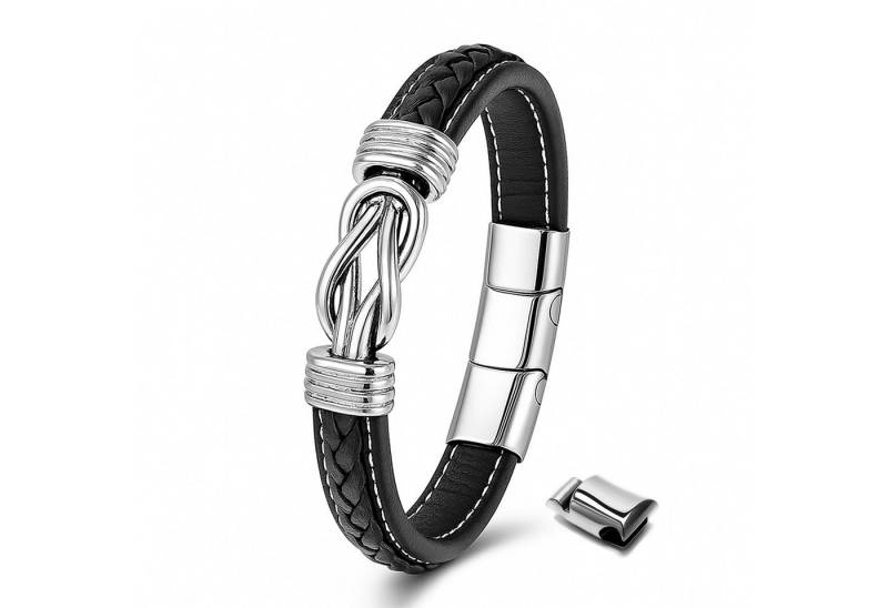 UNIQAL.de Lederarmband ETERNAL – stilvolles Infinity Armband aus Leder & Edelstahl (ideales Geschenk für Vater, Sohn oder Partner, Magnetverschluss mit Verlängerungsglied), Deutsche Handwerkskunst. Hochwertiges Design. Made by Uniqal. von UNIQAL.de