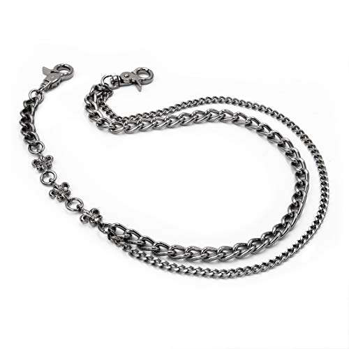 UNIQSUM Triple Fleur de Lis Wallet Chain Trucker Biker Punk Key Double Chain SY116 - Schwarz - Einheitsgröße von UNIQSUM