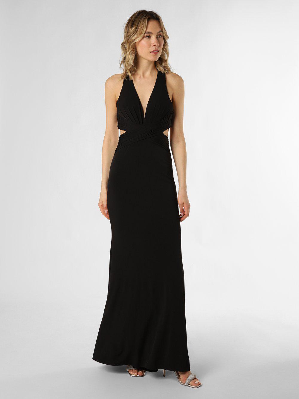 Unique Abendkleid Damen V-Ausschnitt, schwarz von UNIQUE