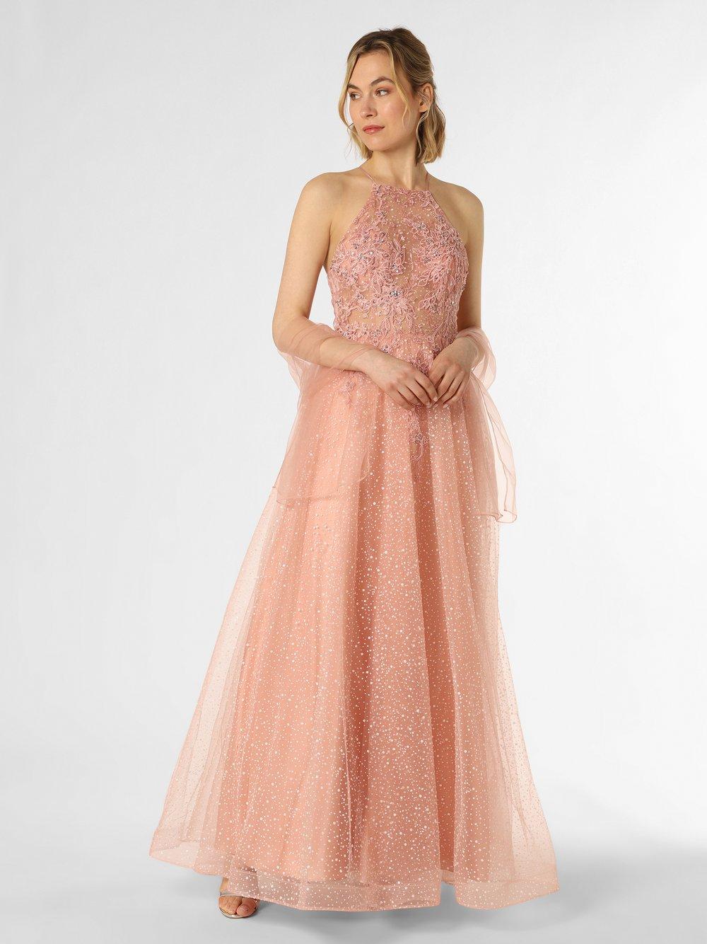 Unique Abendkleid mit Stola Damen Rückenausschnitt gemustert, rosa von UNIQUE