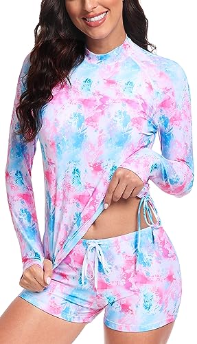 UNIQUEBELLA Damen Rash Guard, UV Surf Shirt Langarm UPF 50+ Sonnenschutz Schnelltrocknend Badeshirt Schwimmen Bademode von UNIQUEBELLA