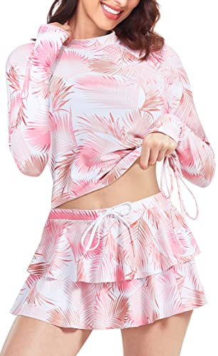 UNIQUEBELLA Rashguard Badeanzug für Damen, Schwimmkostüm Set mit UPF 50+ Langarm Sport Surf Badeanzug von UNIQUEBELLA
