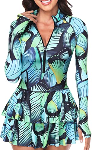 UNIQUEBELLA Damen Surf Shirt, UPF 50+ UV-Schutz Badeshirt Women's Rashguard - Bademode Rash Guard Langarm Schwimmen Tankini von UNIQUEBELLA