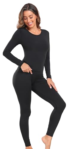 UNIQUEBELLA Damen Thermo-unterwäsche Set, Thermoshirt Damen Langarm, Skiunterwäsche Winter Funktionsunterwäsche Set, Winter Thermo Base Layer für Alltag für Skifahren Wandern Joggen Sport von UNIQUEBELLA