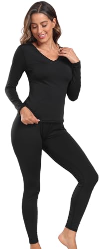 UNIQUEBELLA Damen Thermo-unterwäsche Set, Thermoshirt Damen Langarm, Skiunterwäsche Winter Funktionsunterwäsche Set, Winter Thermo Base Layer für Alltag für Skifahren Wandern Joggen Sport von UNIQUEBELLA