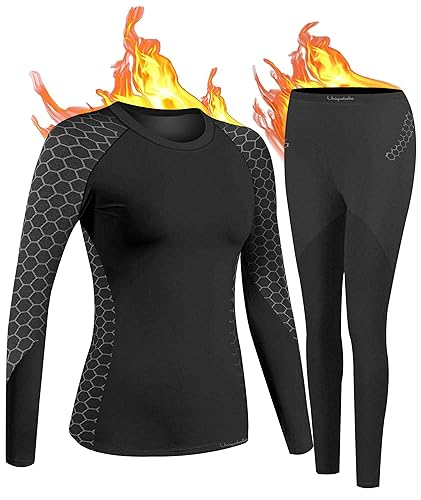 UNIQUEBELLA Thermo Unterwäsche Damen, Skiunterwäsche Atmungsaktiv Funktionsunterwäsche, Antibakteriell Schnelltrocknend Thermowäsche Set - Sport Warme Unterwäsche für Herbst Winter von UNIQUEBELLA