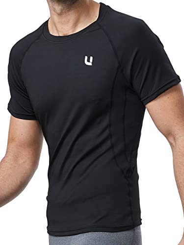 UNIQUEBELLA Kompressionsshirt Herren, Laufshirt Kurzarm mit Unterarm Mesh, Atmungsaktiv Männer Funktionsshirt Badeshirts für Wassersport Rash Guard von UNIQUEBELLA