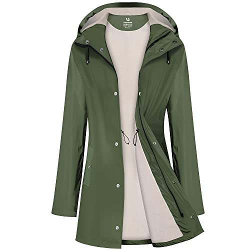 UNIQUEBELLA Regenjacke Damen Wasserdicht Regenmantel Mit Kapuze Winddicht Wetterfest Übergangsjacke Atmungsaktiv Mantel Jacke Outdoor von UNIQUEBELLA