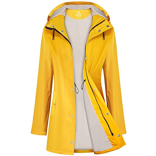 UNIQUEBELLA Regenjacke Damen Wasserdicht Regenmantel Mit Kapuze Winddicht Wetterfest Übergangsjacke Atmungsaktiv Mantel Jacke Outdoor von UNIQUEBELLA