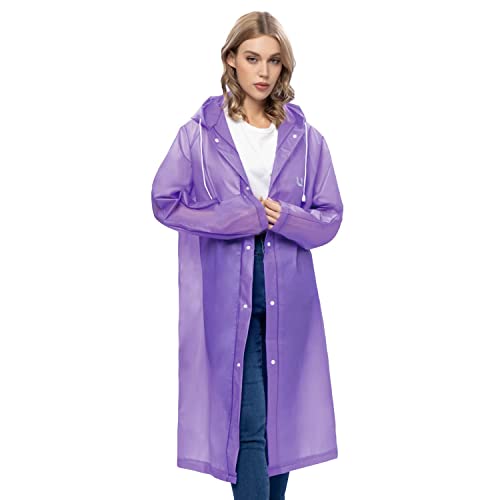 UNIQUEBELLA Regenmantel Eva Travel Transparent Regenponcho Regen Zubehör für Damen und Herren Regenbekleidung Regencape Regenjacke Wasserdicht für Wandern Radfahren Camping und Reisen (Lila, M) von UNIQUEBELLA