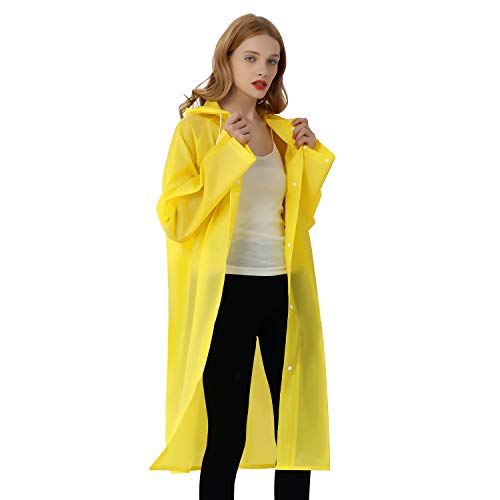 UNIQUEBELLA Regenmantel Eva Travel Transparent Regenponcho Regen Zubehör für Damen und Herren Regenbekleidung Regencape Regenjacke Wasserdicht für Wandern Radfahren Camping und Reisen (Gelb, M) von UNIQUEBELLA