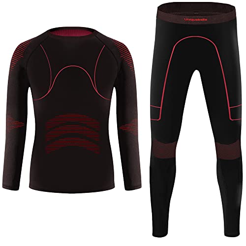 UNIQUEBELLA Thermo unterwäsche Kinder, Skiunterwäsche Jungen Mädchen Atmungsaktiv Funktionsunterwäsche, Thermo Warme Unterwäsche für Fussball Ski Langer Oberteil + Unterhose von UNIQUEBELLA