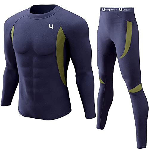 UNIQUEBELLA Thermo Unterwäsche Set, Funktionswäsche Herren Skiunterwäsche Winter Suit Ski Thermo-Unterwäsche Thermowäsche Unterhemd + Unterhose von UNIQUEBELLA