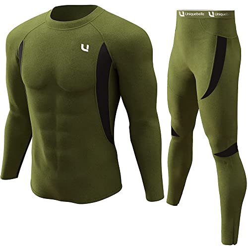 UNIQUEBELLA Thermo Unterwäsche Set, Funktionswäsche Herren Skiunterwäsche Winter Suit Ski Thermo-Unterwäsche Thermowäsche Unterhemd + Unterhose von UNIQUEBELLA