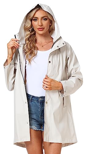 UNIQUEBELLA Upgrade Damen Regenjacke Wasserdicht Regenmantel Winddicht Wetterfest Übergangsjacke Mit Kapuze Mantel Jacke Outdoor von UNIQUEBELLA