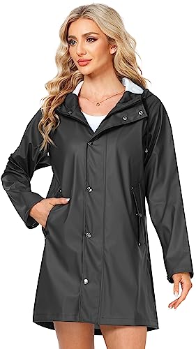 UNIQUEBELLA Upgrade Damen Regenjacke Wasserdicht Regenmantel Winddicht Wetterfest Übergangsjacke Mit Kapuze Mantel Jacke Outdoor von UNIQUEBELLA