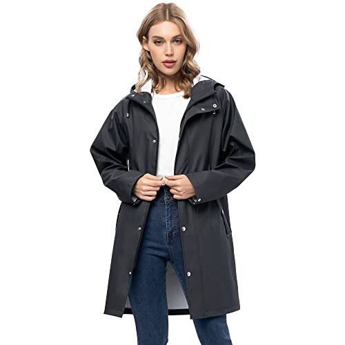 UNIQUEBELLA Upgrade Damen Regenjacke Wasserdicht Regenmantel Winddicht Wetterfest Übergangsjacke Mit Kapuze Mantel Jacke Outdoor von UNIQUEBELLA