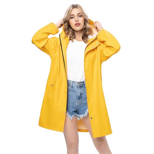 UNIQUEBELLA Upgrade Damen Regenjacke Wasserdicht Regenmantel Winddicht Wetterfest Übergangsjacke Mit Kapuze Mantel Jacke Outdoor von UNIQUEBELLA