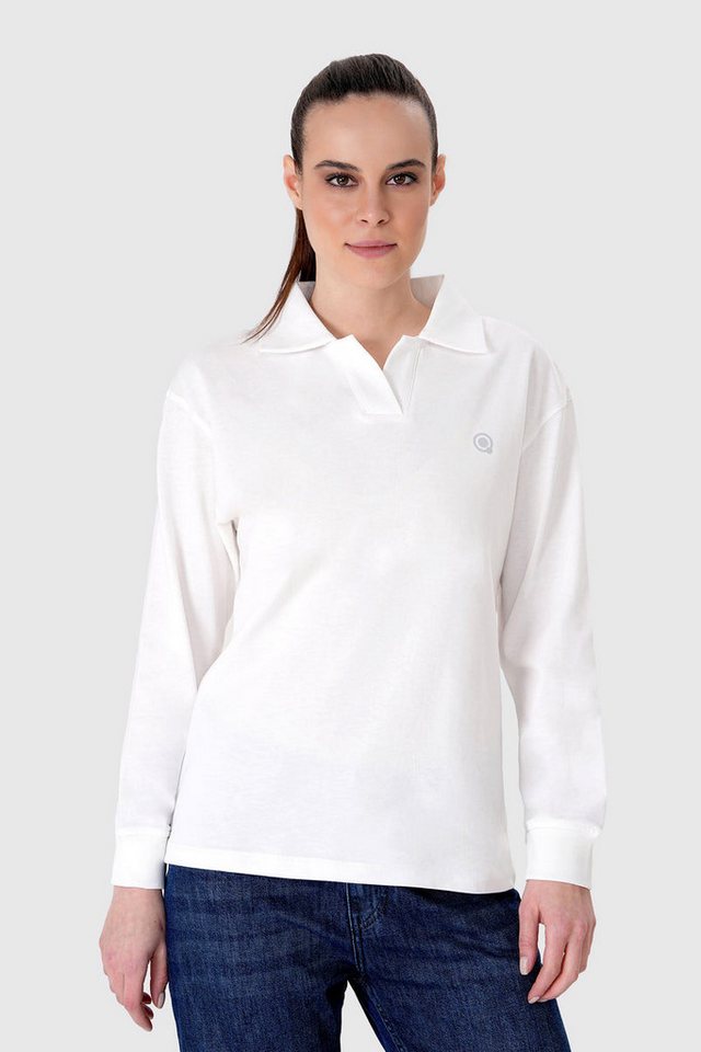 UNIQVIBE Poloshirt Polo Yaka %100 Organik Pamuk Kadın Siyah Uzun Kollu Tişört von UNIQVIBE