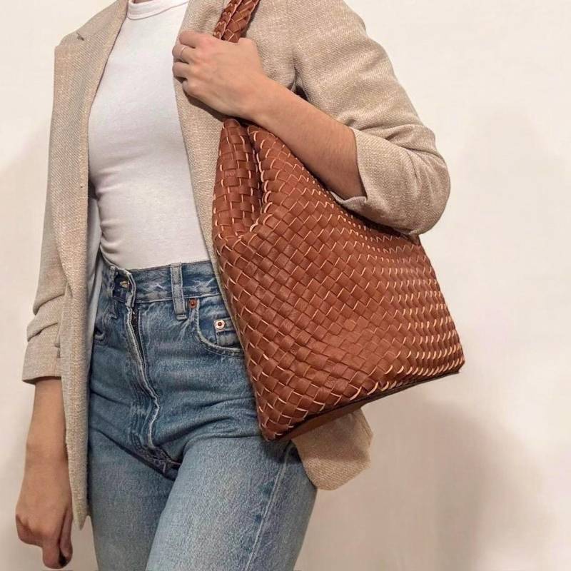 Handtasche, Tasche Geflochten, Geflochtene Tasche, Hobo Bag, Schultertasche Damen, Slouchy Bucket Umhängetasche, 2 in 1, Vegan von UNIQtaschen