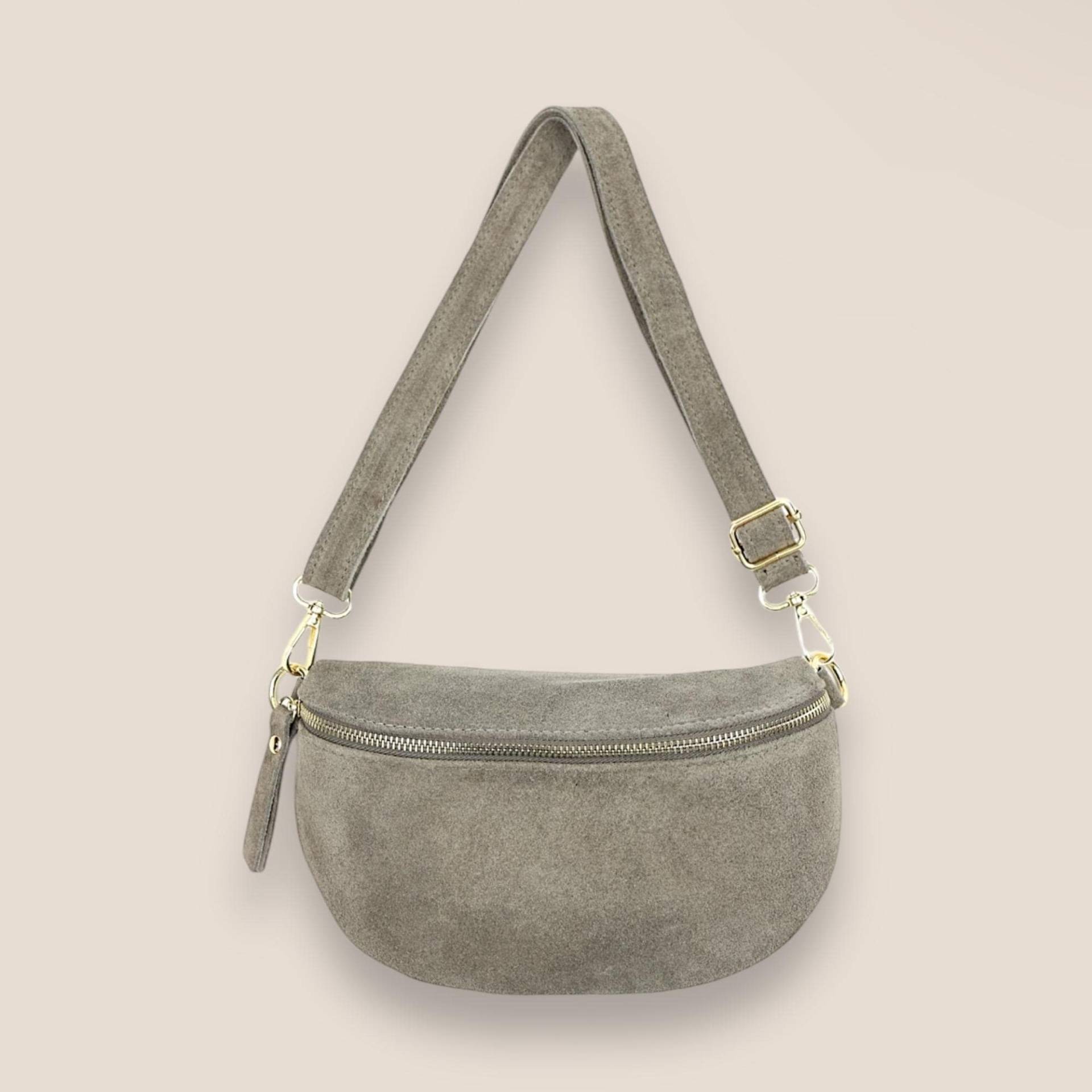 Tasche Wildleder, Gürteltasche, Wildledertasche, Bauchtasche Damen, Umhängetasche, Crossbody-Tasche, Crossbody Bag, Suede Leather, M von UNIQtaschen