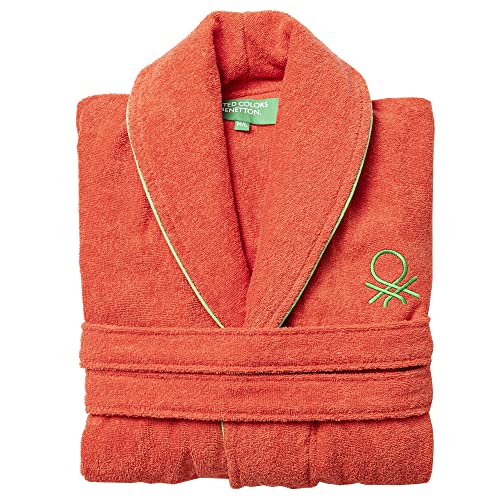 UNITED COLORS OF BENETTON. Unisex Bathrobe L/XL 360GSM 100% Cotton RED Rainbow BE Bademäntel, Rot von United Colors of Benetton