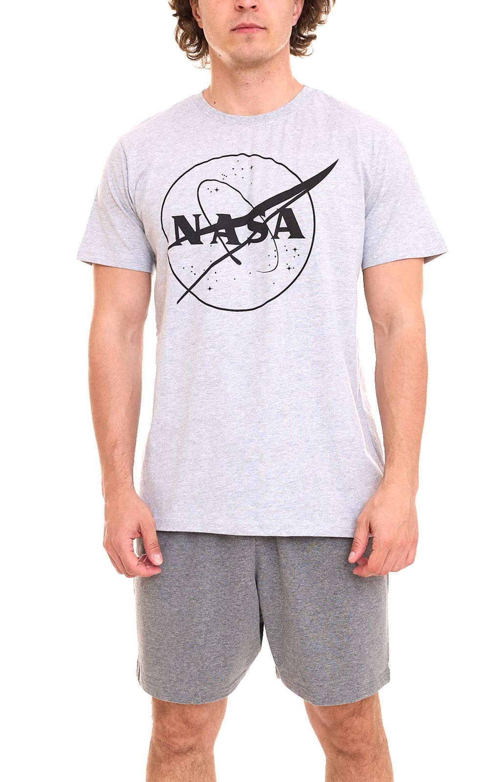 UNITED LABELS NASA Herren Pyjama-Set 2-teiliger Kurzarm-Schlafanzug Baumwolle 013911 Grau von UNITED LABELS