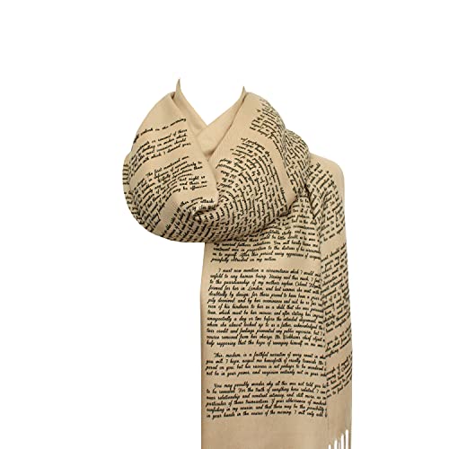 UNIVERSAL ZONE Jane Austen Schal mit Darcy's Letter to Elizabeth from Pride and Prejudice, Beige, 72" x 26" von UNIVERSAL ZONE