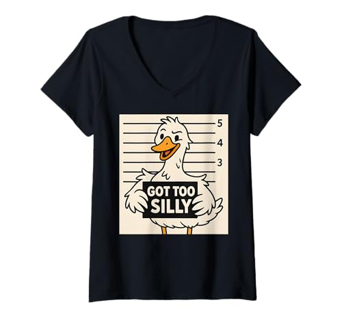 Damen Lustiges Gänse-Mahnungsfoto wurde zu albern Anim T-Shirt mit V-Ausschnitt von UNK