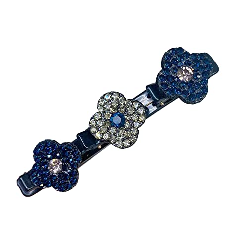 1 STK. Stilvoll Kolibri-Haarspange mit Kristallblume, Blau Haarschmuck für Frauen Damen, Vierblättriges Haarnadel-Entenschnabel-Clip mit Strass-Haarspange, Modische Doppelschicht-Mini-Haarspangen von UNKCEST