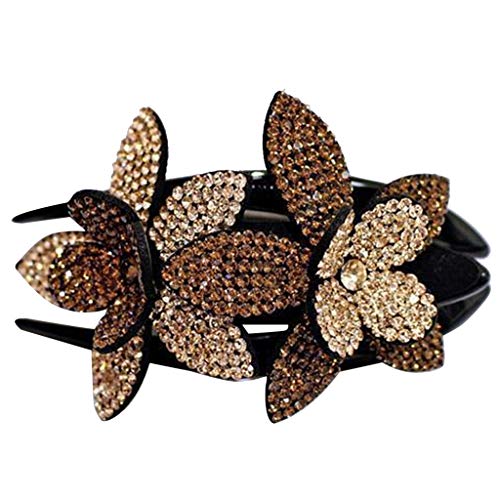 Fashion Strass Doppel Blume Haarspange Flexibel Langlebig Perlen Design Frauen Haar Schwalbenschwanz Clip von UNKN