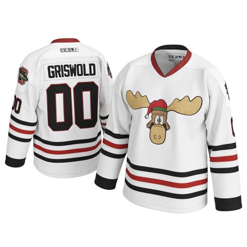 Griswold Elch Clark #00 Hockeytrikot - X-Mas Vacation Stitched Letters & Numbers Fan Apparel Breathable Polyester S-5XL, Weiss/opulenter Garten, L Griswold Elch Clark #00 Hockeytrikot - X-Mas Vacation Stitched Letters & Numbers Fan Apparel Breathable Polyester S-5XL, Weiss/opulenter Garten, L von UNLC