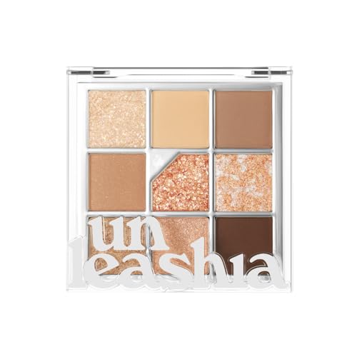 UNLEASHIA Glitterpedia - Lidschatten Palette - 9 Farbtöne - verschiedene Texturen von matt bis Glitzer Lidschatten - vegane Schminke - Koreanische Kosmetik - No.2 All of Brown von UNLEASHIA