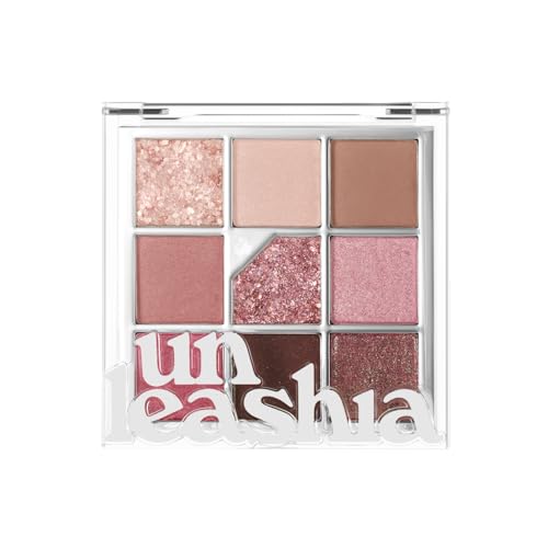UNLEASHIA Glitterpedia - Lidschatten Palette - 9 Farbtöne - verschiedene Texturen von matt bis Glitzer Lidschatten - vegane Schminke - Koreanische Kosmetik - No.5 All of Dusty Rose von UNLEASHIA