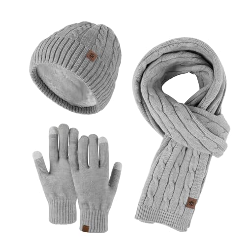 UNNESTAR Fleece Scarf Hat Glove Sets- Winter Ski Beanie Knit Scarves for Women Men in Cold Weather von UNNESTAR