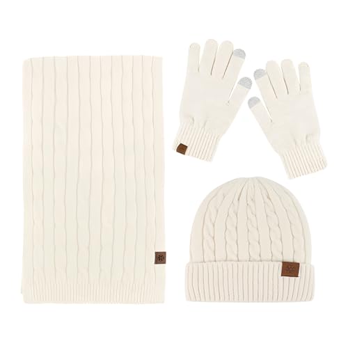 UNNESTAR Fleece Scarf Hat Glove Sets- Winter Ski Beanie Knit Scarves for Women Men in Cold Weather von UNNESTAR