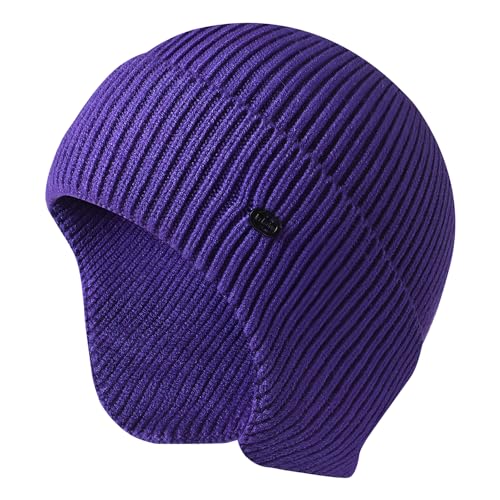 UNNESTAR Winter Beanie Mützen für Herren Outdoor Stretchy Knit Ski Caps mit Ohrenklappe Winddicht von UNNESTAR
