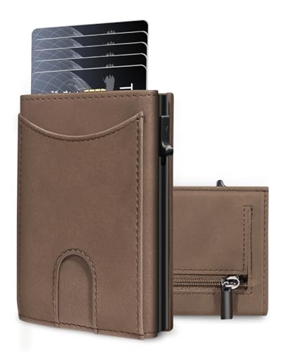 UNOSEKS GeldböRse Herren Slim Wallet Herren MüNzfach RFID-Schutz，Vegan Leder Kreditkartenetui mit Magnetverschluss Portmonee, Mini GeldböRse mit MüNzfach (Leather) von UNOSEKS