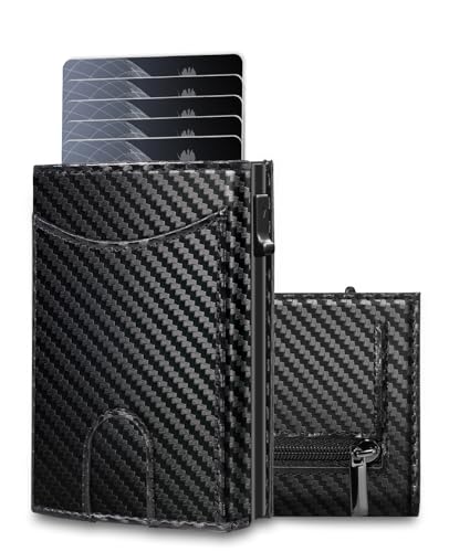 UNOSEKS Geldbörse Herren - Geldbeutel Herren Kartenetui mit RFID Schutz, Slim Wallet mit Münzfach, Portmonee Herren mit ID & Card Cases for Men,Kreditkartenetui bis 1-6 Karten(Kohlefaser) von UNOSEKS