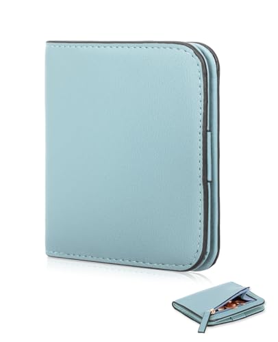 UNOSEKS Geldbörse Damen Klein - PU Leder Portemonnaie Mit RFID Schutz, Geldbeutel Mit Zipper, Bifold Kleines Portemonnaie (Blau) von UNOSEKS