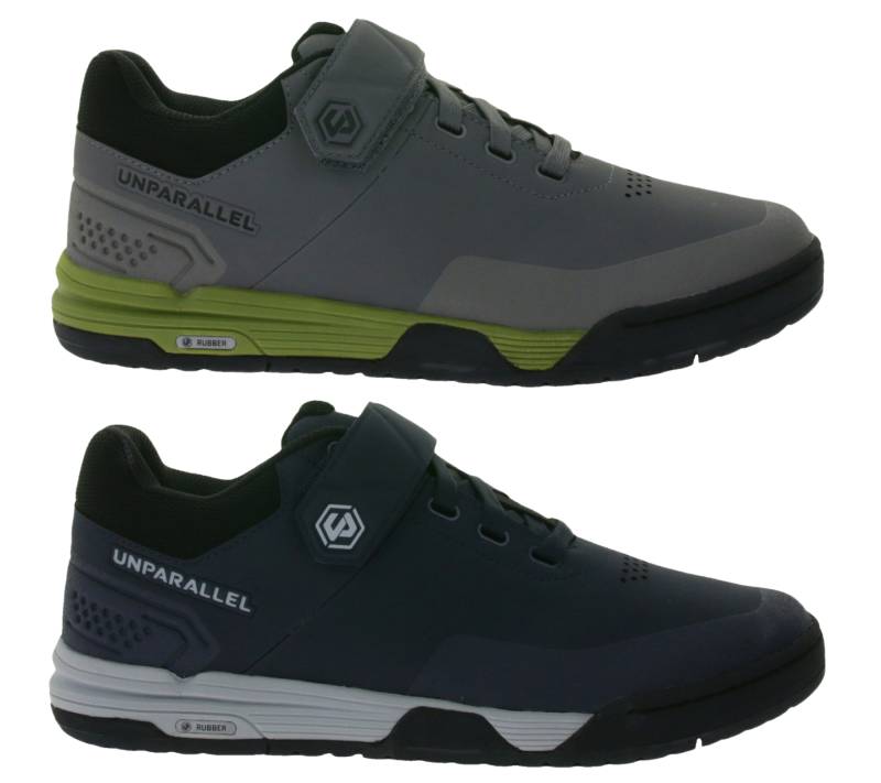 UNPARALLEL Dust UP Herren Fahrrad-Schuhe mit EVA-Sohle MTB-Schuhe vibrationsabsorbierende Sport-Sneaker mit Klettverschluss Fahrrad-Sport 291521 Dunkelblau/Grau oder Grau/Grün von UNPARALLEL