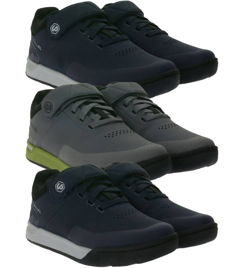 UNPARALLEL UP Link Damen oder Herren Fahrrad-Schuhe mit EVA-Sohle MTB-Schuhe vibrationsabsorbierende Sport-Sneaker mit OrthoLite Fahrrad-Sport mit Klettverschluss 291522 in Dunkelgrau/Grün oder Dunkelblau/Grau von UNPARALLEL