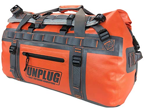 Unplug Reisetasche Damen groß, Sporttasche rucksackfunktion, Duffle Bag Herren, Reisetasche 100l 90l, Reisetasche mit rucksackfunktion, wasserdichte Taschen für Boote (110L Abenteuer Orange) von UNPLUG EASY OUTDOOR ADVENTURE