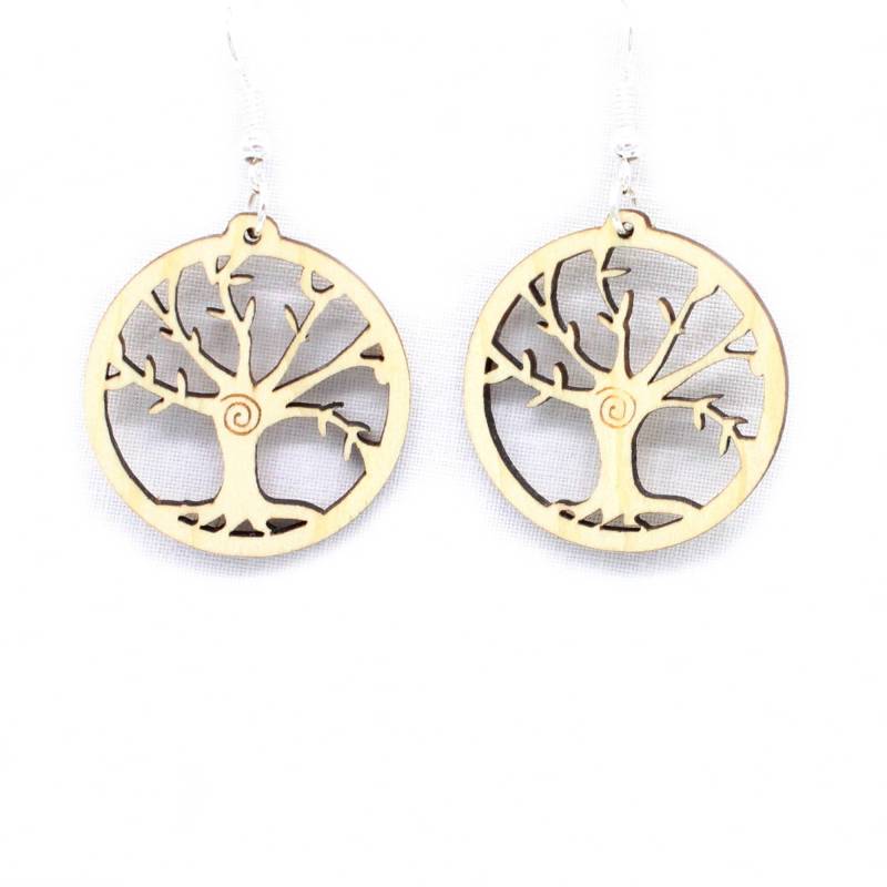 Ohrringe Aus Holz - Lebensbaum von UNQEholzkunst