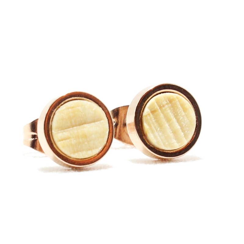 Ohrstecker Aus Holz - Metal Wood Rosegold von UNQEholzkunst