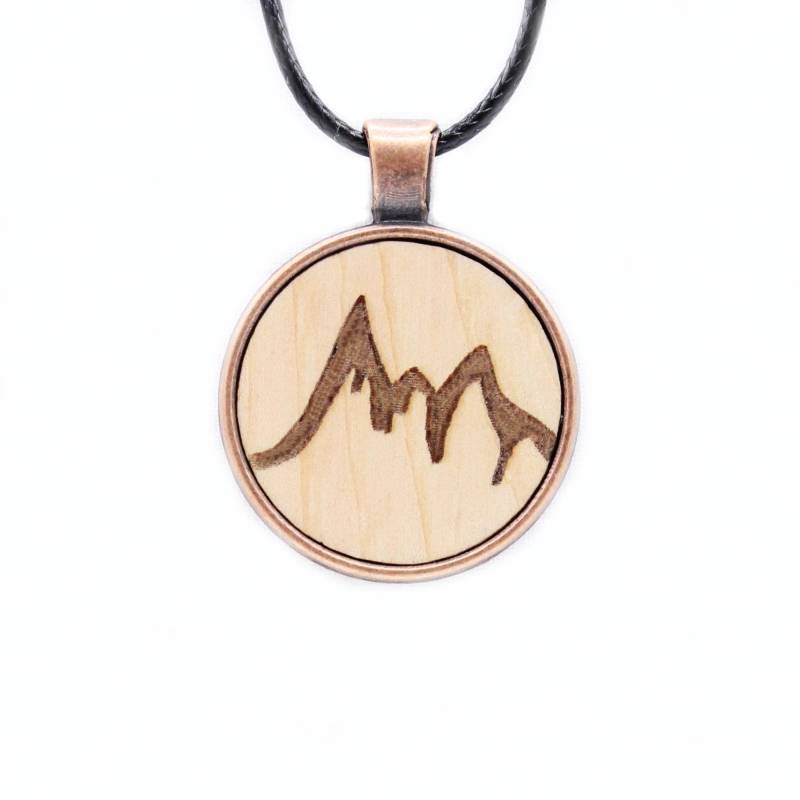 Zirbenamulett Berg Rosegold von UNQEholzkunst