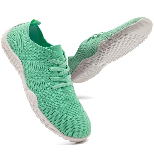 UNQWQZ Barfussschuhe Damen Weich Turnschuhe Hallenschuhe Atmungsaktiv Laufschuhe Trainlaufschuhe Bequem Sportschuhe Barfußschuhe Fitnessstudio rutschfest Grün 42 von UNQWQZ