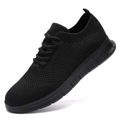 UNQWQZ Herren Sneaker Hallenschuhe Turnschuhe Freizeit Anzugschuhe Loafer Mokassins Leichtgewichts Atmungsaktiv Business Schuhe Bootsschuhe Oxfords Anzugschuhe Hochzeitsschuhe Scharz 41 von UNQWQZ